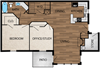 Two Bedroom 1,047 Square Feet Our 1,047 square foot two bedroom floor plan